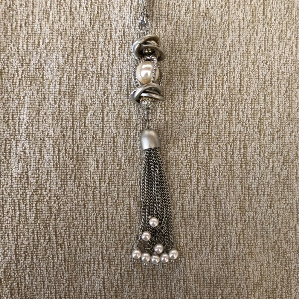 Long silver Lia Sophia antique-style necklace